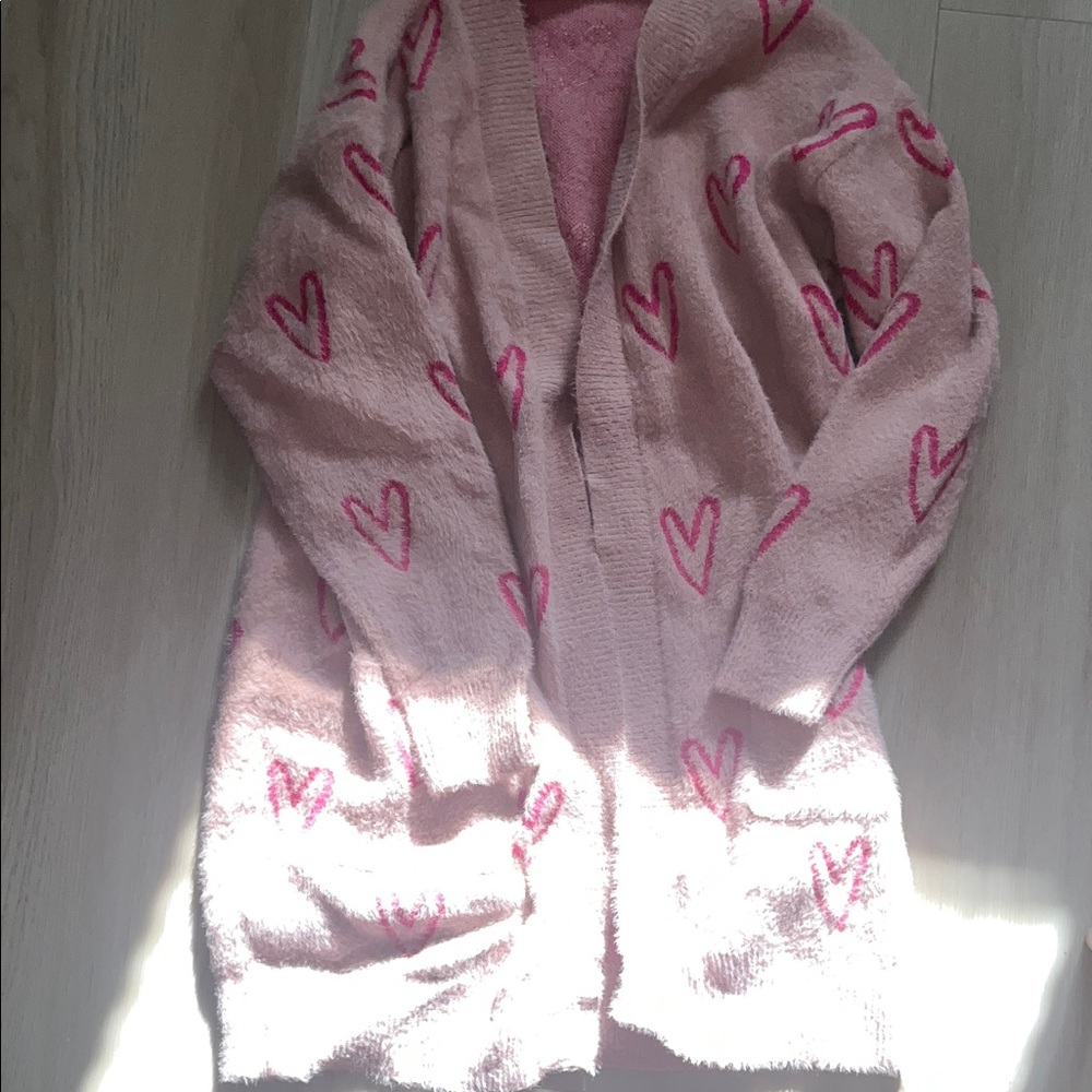 Cozy Pink Heart Sweater